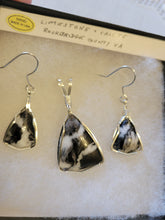 Load image into Gallery viewer, Custom Wire Wrapped Limestone/Calcite Set: Necklace/Pendant Earrings Sterling Silver