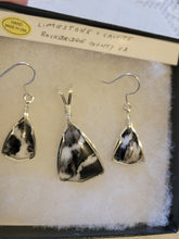 Load image into Gallery viewer, Custom Wire Wrapped Limestone/Calcite Set: Necklace/Pendant Earrings Sterling Silver