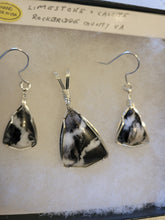 Load image into Gallery viewer, Custom Wire Wrapped Limestone/Calcite Set: Necklace/Pendant Earrings Sterling Silver