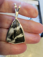Load image into Gallery viewer, Custom Wire Wrapped Limestone/Calcite Set: Necklace/Pendant Earrings Sterling Silver