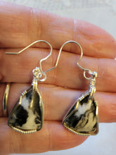 Load image into Gallery viewer, Custom Wire Wrapped Limestone/Calcite Set: Necklace/Pendant Earrings Sterling Silver