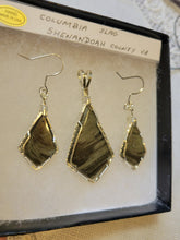 Load image into Gallery viewer, Custom Wire Wrapped Columbia Iron Ore Furnace Slag Set: Earrings, Necklace/Pendant Sterling Silver