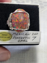 Load image into Gallery viewer, Custom Wire Wrapped Mexican Synthetic Opal Ring Size 7 Sterling Silver