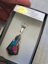 Load image into Gallery viewer, Custom Wire Wrapped Purple Dahlia Kingman Turquoise Necklace/Pendant Sterling Silver