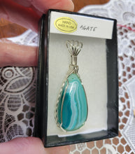 Load image into Gallery viewer, Custom Wire Wrapped Banded Agate Necklace/Pendant Sterling Silver