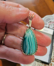 Load image into Gallery viewer, Custom Wire Wrapped Banded Agate Necklace/Pendant Sterling Silver
