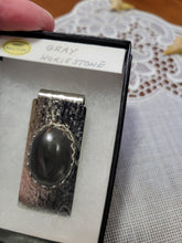 Load image into Gallery viewer, Custom Cut & Polished Gray Hokie Stone from Virginia Tech Quarries Silver Tone Money Clip