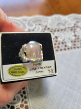 Load image into Gallery viewer, Custom Wire Wrapped Pink Lab Created (Synthetic) Opal Ring Size 4 1/2 Sterling Silver
