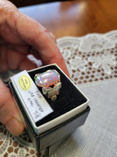 Load image into Gallery viewer, Custom Wire Wrapped Pink Lab Created (Synthetic) Opal Ring Size 4 1/2 Sterling Silver