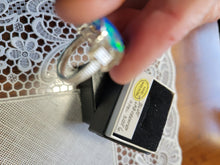 Load image into Gallery viewer, Custom Wire Wrapped Blue Lab Created (Synthetic) Opal Ring Size 6 Sterling Silver