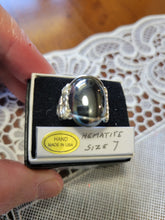 Load image into Gallery viewer, Custom Wire Wrapped Hematite Ring Size 7 Sterling Silver