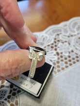 Load image into Gallery viewer, Custom Wire Wrapped Hematite Ring Size 7 Sterling Silver