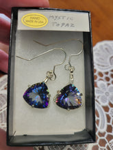 Load image into Gallery viewer, Custom Wire Wrapped Faceted Mystic Topaz Earrings Sterling Silver