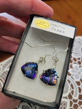 Load image into Gallery viewer, Custom Wire Wrapped Faceted Mystic Topaz Earrings Sterling Silver