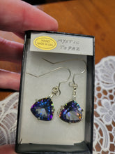 Load image into Gallery viewer, Custom Wire Wrapped Faceted Mystic Topaz Earrings Sterling Silver