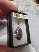 Load image into Gallery viewer, Custom Wire Wrapped Purple Dahlia & Kingman Turquoise Necklace/Pendant Sterling Silver