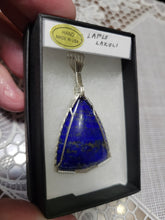 Load image into Gallery viewer, Custom Cut & Polished Wire Wrapped Lapis Lazuli Necklace/Pendant Sterling Silver