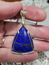 Load image into Gallery viewer, Custom Cut & Polished Wire Wrapped Lapis Lazuli Necklace/Pendant Sterling Silver