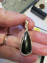 Load image into Gallery viewer, Custom Cut Polished Wire Wrapped Rockbridgeite Necklace/Pendant Sterling Silver