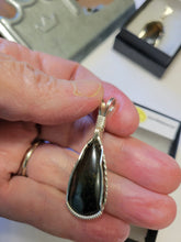 Load image into Gallery viewer, Custom Cut Polished Wire Wrapped Rockbridgeite Necklace/Pendant Sterling Silver