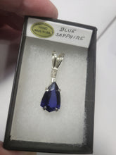 Load image into Gallery viewer, Custom Wire Wrapped Faceted Blue Sapphire Necklace/Pendant Sterling Silver