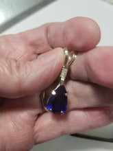 Load image into Gallery viewer, Custom Wire Wrapped Faceted Blue Sapphire Necklace/Pendant Sterling Silver
