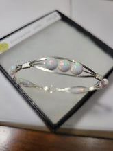 Load image into Gallery viewer, Custom Wire Wrapped Synthetic Opal Bracelet Size 6 3/4 Sterling Silver