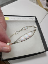 Load image into Gallery viewer, Custom Wire Wrapped Synthetic Opal Bracelet Size 6 3/4 Sterling Silver