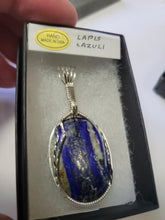 Load image into Gallery viewer, Custom Wire Wrapped Lapis Lazuli Necklace/Pendant Sterling Silver