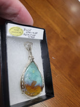 Load image into Gallery viewer, Custom Wire Wrapped Blue Opalized Petrified Wood Necklace/Pendant Sterling Silver