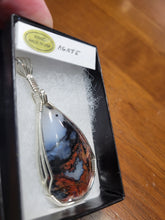 Load image into Gallery viewer, Custom Cut Polish Wire Wrapped Agate Necklace/Pendant Sterling Silver