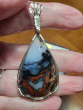 Load image into Gallery viewer, Custom Cut Polish Wire Wrapped Agate Necklace/Pendant Sterling Silver