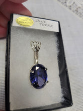 Load image into Gallery viewer, Custom Wire Wrapped Faceted Blue Topaz Necklace/Pendant Sterling Silver