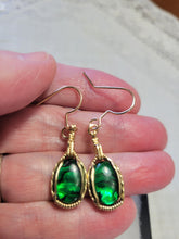 Load image into Gallery viewer, Custom Wire Wrapped Green Paua Shell Earrings 14kgf