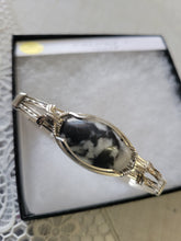 Load image into Gallery viewer, Custom Cut Polished & Wire Wrapped Limestone/Calcite Bracelet Sterling Silver Size 7