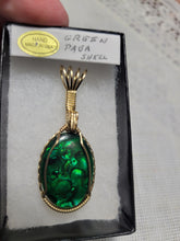 Load image into Gallery viewer, Custom Wire Wrapped Green Paua Shell Necklace/Pendant 14kgf