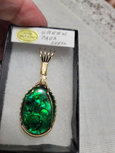 Load image into Gallery viewer, Custom Wire Wrapped Green Paua Shell Necklace/Pendant 14kgf