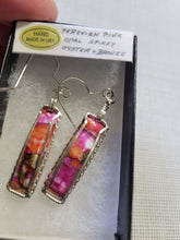 Load image into Gallery viewer, Custom Wire Wrapped Peruvian Pink Opal Spiny Oyster & Bronze Earrings Sterling Silver