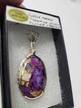 Load image into Gallery viewer, Custom Wire Wrapped Purple Mojave Turquoise Spiny Oyster Necklace/Pendant SS