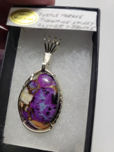 Load image into Gallery viewer, Custom Wire Wrapped Purple Mojave Turquoise Spiny Oyster Necklace/Pendant SS