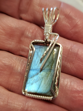 Load image into Gallery viewer, Custom Wire Wrapped Labradorite Necklace/Pendant in Sterling Silver