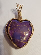 Load image into Gallery viewer, Custom Wire Wrapped Mojave Purple Turquoise &amp; Copper Necklace/Pendant 14Kgf