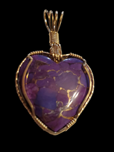 Load image into Gallery viewer, Custom Wire Wrapped Mojave Purple Turquoise &amp; Copper Necklace/Pendant 14Kgf