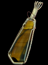 Load image into Gallery viewer, Custom Wire Wrapped Brown &amp; Blue Tiger Eye Necklace/Pendant Sterling Silver