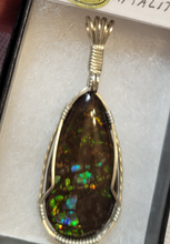 Load image into Gallery viewer, Custom Wire Wrapped Ammolite Necklace/Pendant Sterling Silver