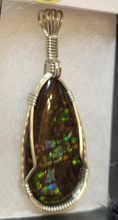Load image into Gallery viewer, Custom Wire Wrapped Ammolite Necklace/Pendant Sterling Silver