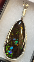 Load image into Gallery viewer, Custom Wire Wrapped Ammolite Necklace/Pendant Sterling Silver