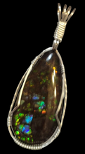 Load image into Gallery viewer, Custom Wire Wrapped Ammolite Necklace/Pendant Sterling Silver