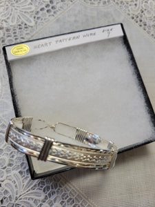 Custom Wire Wrapped Heart Pattern Wire Bracelet Sterling Silver 7