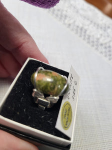 Custom Wire Wrapped Unakite Ring Sterling Silver Size 6